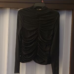 Elegant Black Ruched Women's Top